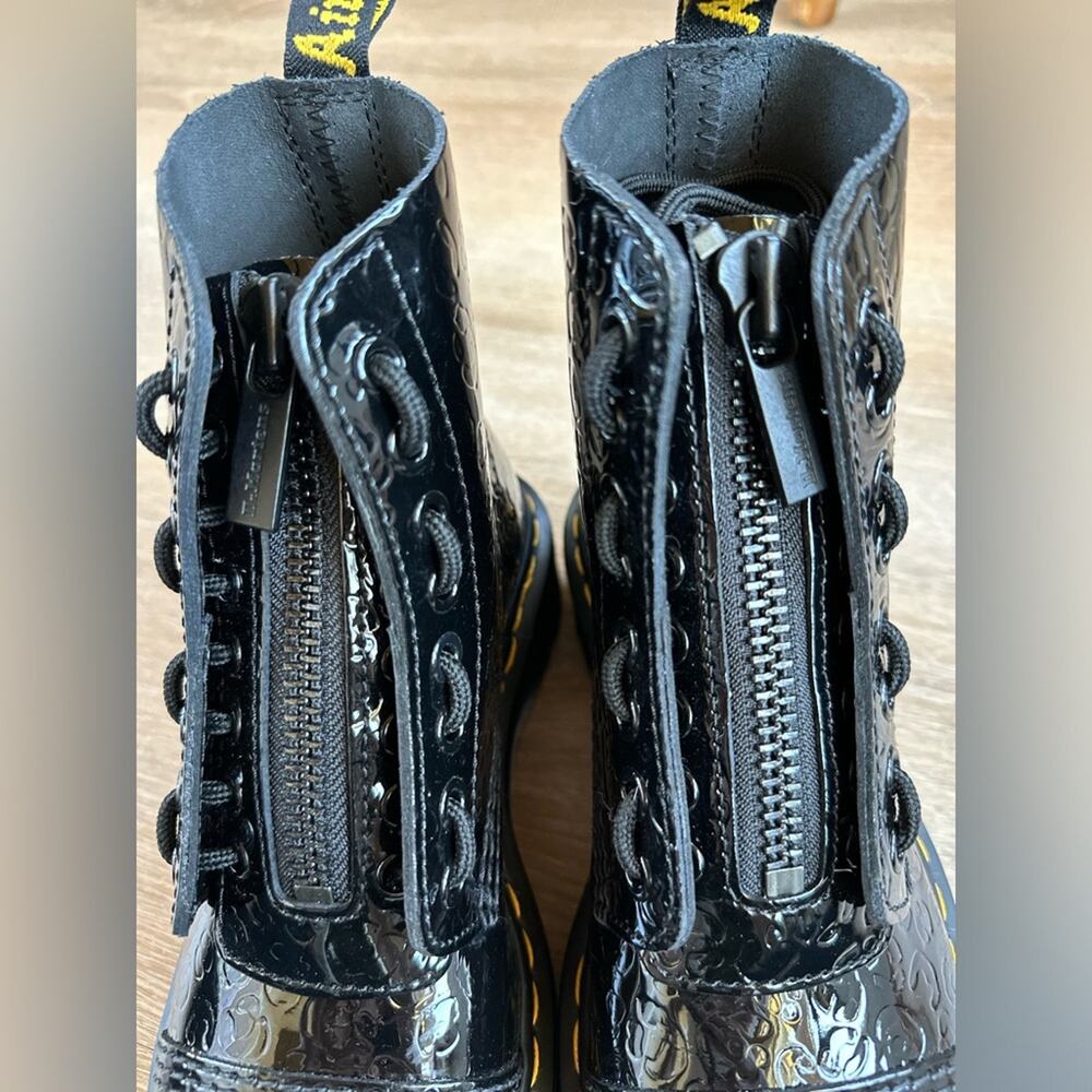 Dr. Martens Glossy Black Embossed Ankle Boots - Picture 11 of 14